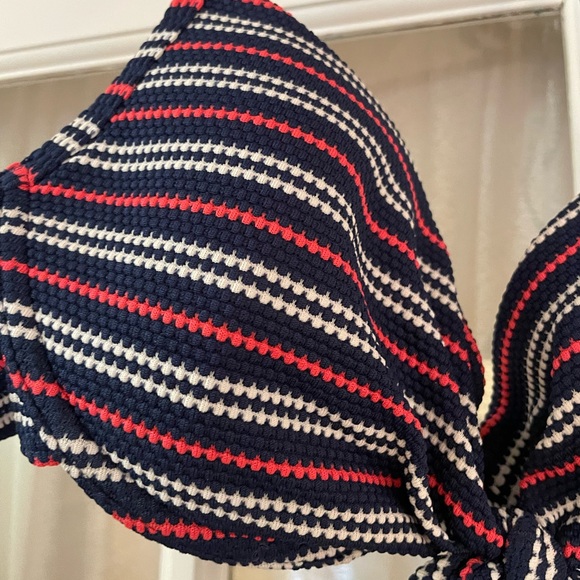 Fat Face Textured Blue Ted White Striped Bikini Set - Picture 3 of 11